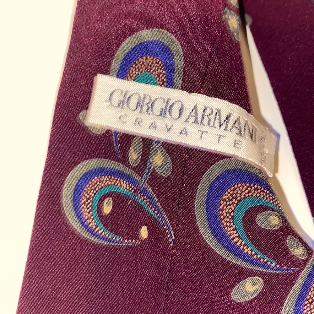 Giorgio Armani Cravatte 100% silk made in Italy neck tie dark burgundy